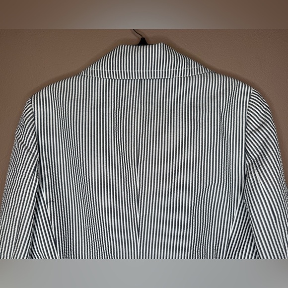 Talbots Women's Seersucker Cotton Blazer Jacket Size 14 Notch Lapel Striped - Picture 9 of 15